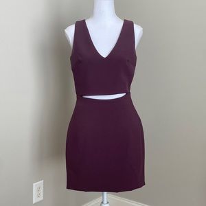 Mauve Purple Sleeveless Dress with V-Neck and Cut-Out Navel